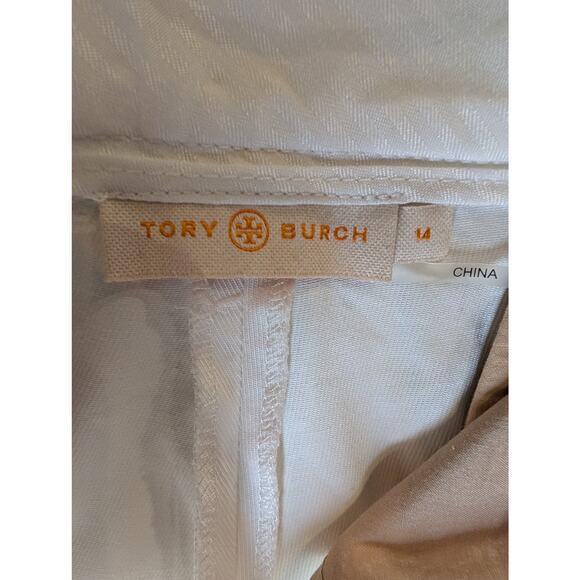 Tory Burch Women's White Cropped Pants Stretch Cotton Tailored Size 14 - Picture 6 of 13